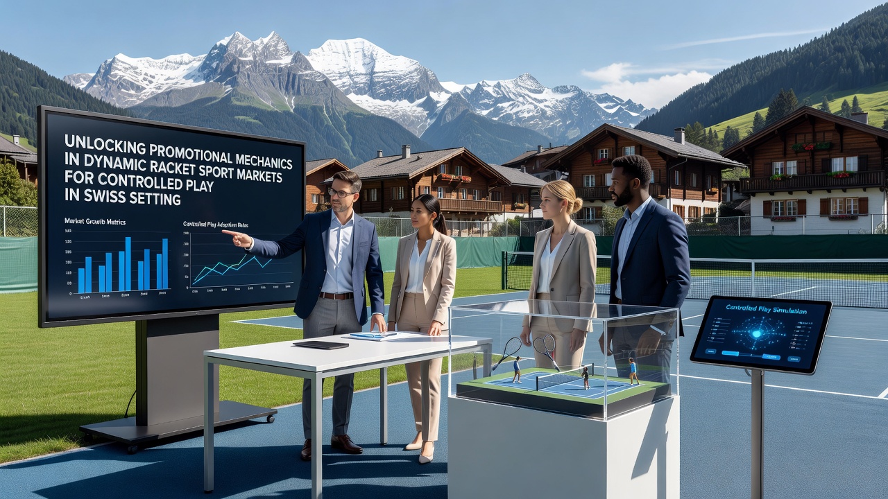 Swiss indoor racket facility with digital displays highlighting promotional offers and responsible play reminders during August events